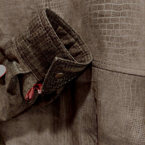 Byrnes & Baker Leather jacket Womens L black snakeskin pattern asymmetrical hips - Picture 15 of 16